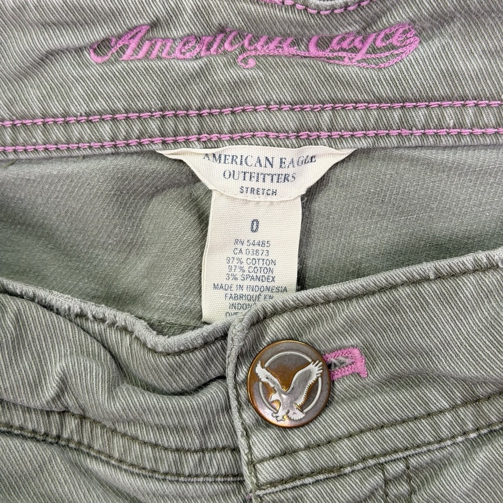 American Eagle Shorts Womens 0 Army Green Low Rise 2" Inseam Stretch Rhinestone - Picture 7 of 8